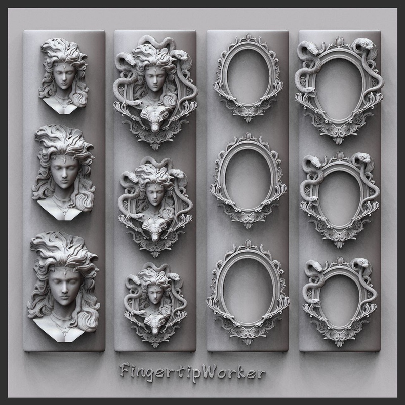 Fingertipworker｜Original Niche Nail Art Medusa Mold, Snake Head Photo Frame Versatile