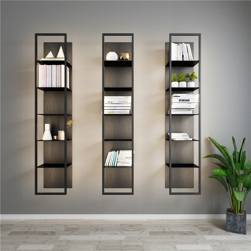 New Nordic light luxury with lamp shelf creative wall hanging integrated bookshelf wall decoration multi-layer shelf