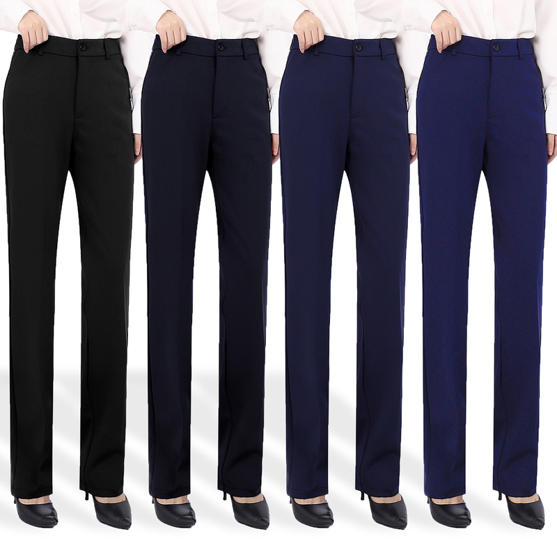 Royal Blue Navy Blue Suit Pants for Women, Autumn and Winter Elastic Straight-Leg Pants, Bank and Railway Uniform Pants, Interview Work Pants