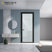 Feiyu doors and windows extremely narrow flat door narrow frame kitchen and bathroom door Black frame simple aluminum alloy glass door