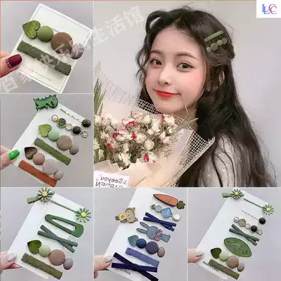 Liuhai clip ins Super fire wind retro clip female headdress back of the head hairclip bangs hair hairclip day