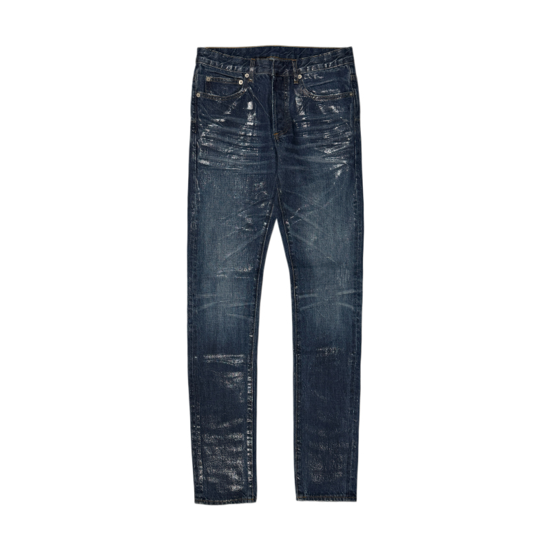 Torn Paradise Tear Dh Blue Blue Rubber Claw Heavy-Duty Washed Slim-Fit Jeans Hediboyskinny