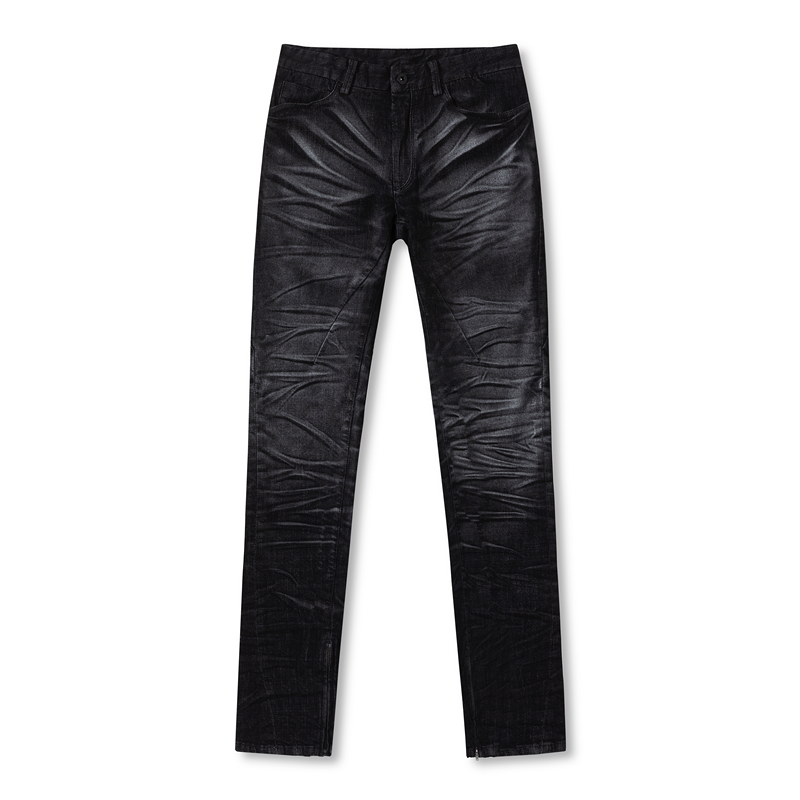 Tear Heaven Tear Black Water Ripple Whisker Glitter Distressed Skinny Low-Rise Jeans