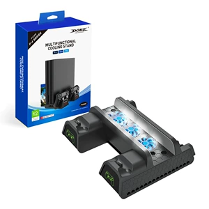 PS4PRO Многофункциональная охлаждающая база P4 Game Controller Dual-Seater Зарядка со светодиодным светодиодным шкафом для хранения диска хранения