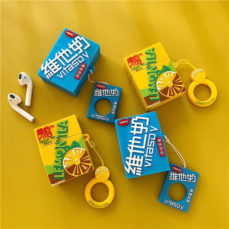 Lemon Tea Airpods Headphone Sleeve Apply Apple 2 Generation Wireless Headphones Bean Milk pro3 Creative Silicone Gel Soft Shell 1