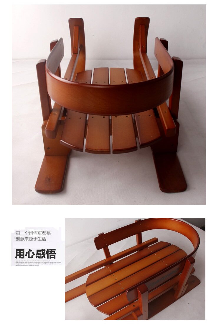 Лыжные доски 覆古木制雪橇木质婴儿滑雪车船型滑雪板冰雪爬犁收藏橱窗展示道具