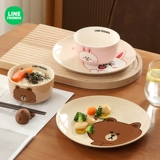 Line Friends Блюда 2 человека наборы дома, рис, рис, палочки для палочек для комбинированного мультфильма