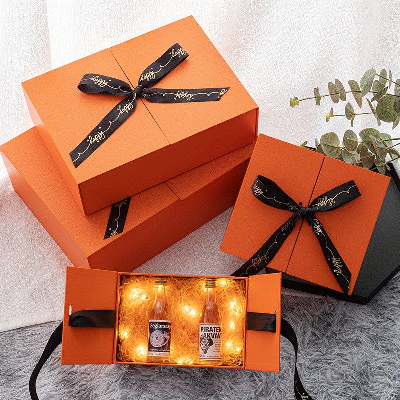 New Orange Packaging Box Large open gift box network red creative carton business to send birthday cosmetic gift box