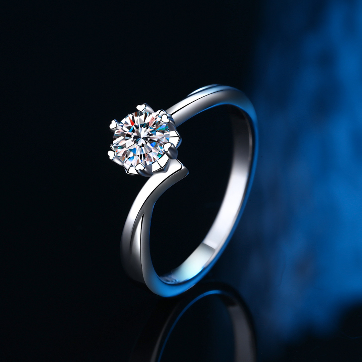 Kafandun cultivated diamond ring for women, 1-carat snowflake sterling silver custom platinum 18K gold knot proposal ring