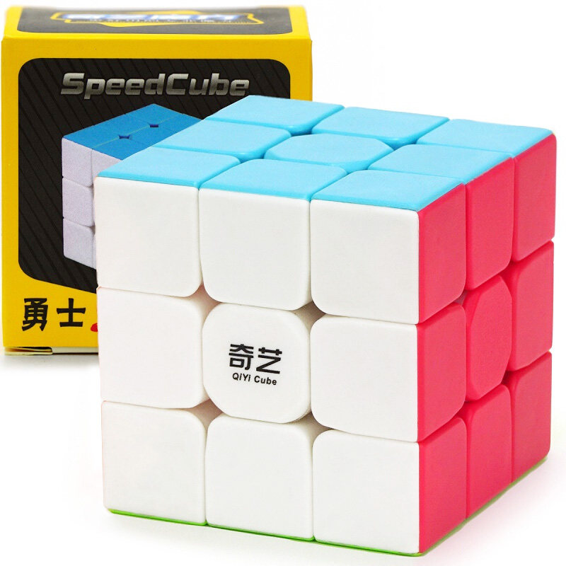 Qiyi Warriors third-order magic cube game special educational toys for children boys smooth solid color free stickers to send tutorials