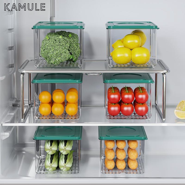 Layered storage rack inside refrigerator interior storage board kitchen freezer stainless steel leftover vegetable compartment double-layer artifact rack