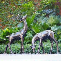 New Chinese abstract copper deer room Outdoor lawn decoration Sales office Garden landscape ornaments Sculpture landscape sketch