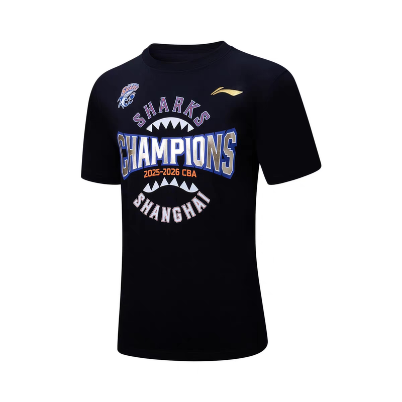 Li-Ning Cba25-26 Season Shanghai Team Championship Commemorative Short-Sleeve Hat Round-Neck Half-Sleeve Couple Sports T-Shirt