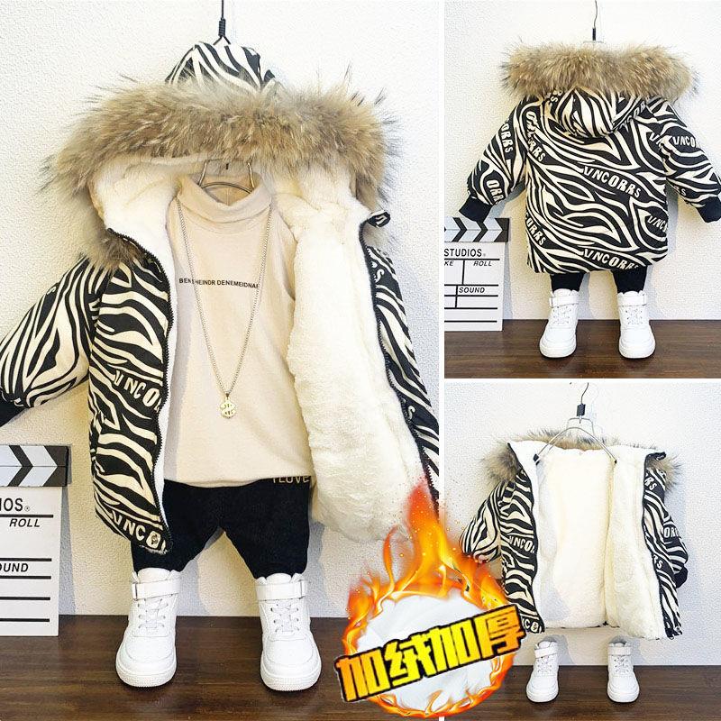 Boy Winter Clothing Cotton Suit 2021 New Foreign Pie 3 Baby Gafu Jacket 5 Year Old Tide Children Laying Cotton Jacket Thickened Cotton Padded Jacket