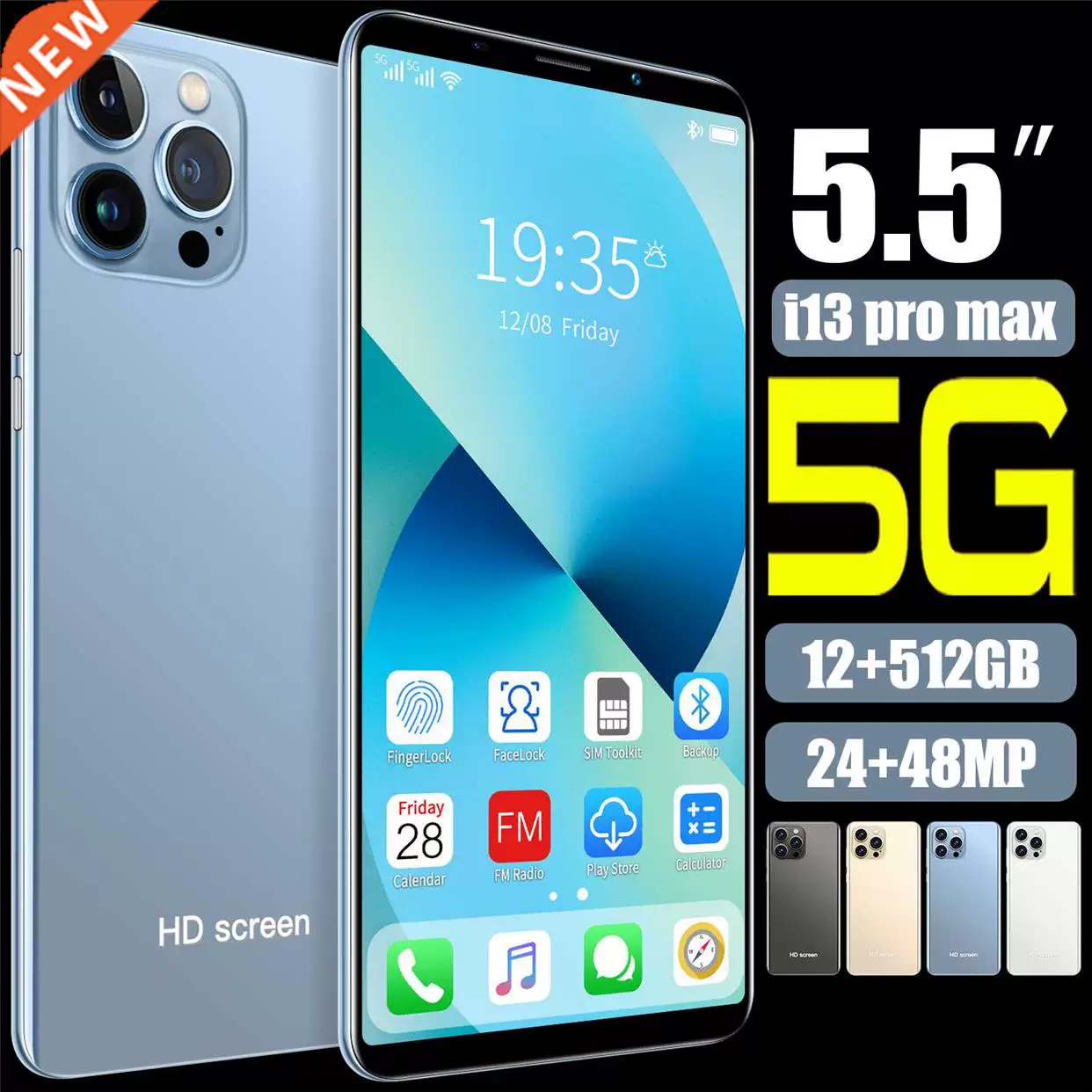 Смартфоны Двойная SIM телефон 5800mAh Мобильные телефоны 24+48MP PH