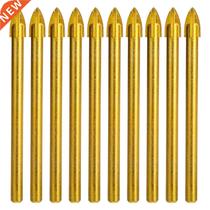10pcs 6mm Cross Spear Head Glass Drill Bit Titanium Tungsten