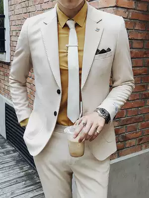 White suit men's suit Korean version trend groom wedding professional casual dress host men's suit jacket
