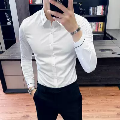 Men's shirt long-sleeved business formal Korean version of the trend handsome bottoming casual white inch shirt suit wedding men's shirt