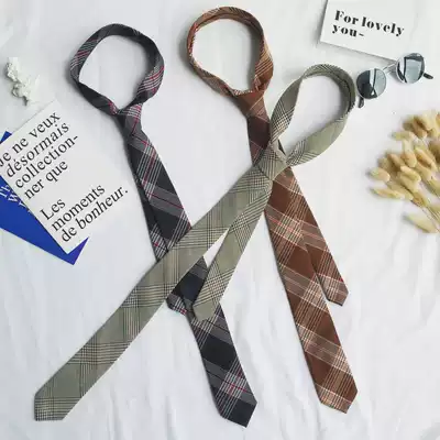 Korean cotton tie Men's formal business work tie British wedding tie Narrow plaid tie handsome