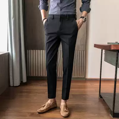 Spring and autumn trousers men's casual hanging trousers slim height ankle-length pants straight tube business dress suit suit suit pants tide tide