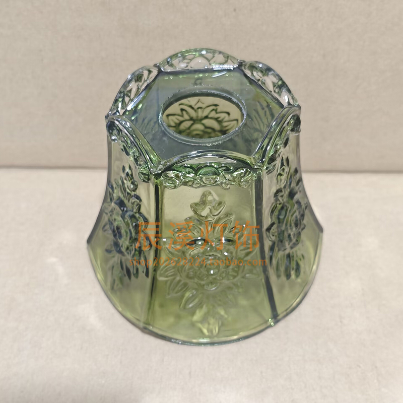 Green Glass Lampshade E27 Caliber Carved Pattern Accessories Decorative Lampshade Chandelier Wall Lamp Aisle Lamp Lampshade