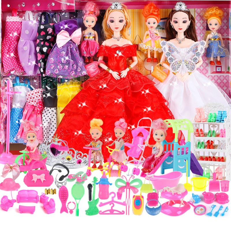 洋芭比娃娃套裝大禮盒公主小女孩兒童玩具衣服生日禮物婚紗裙子布