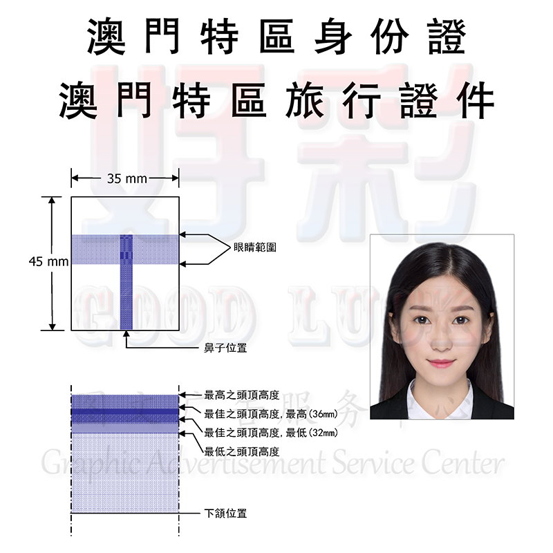 Photo Printing for Macau Sar Passport, Study Abroad Id Photo, 1.0inch Semi-High-Definition High-Quality Prints