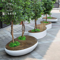 FRP anti-corrosion wood tree pool stool Outdoor garden landscape Meichen chair Creative shape flower pot leisure stool
