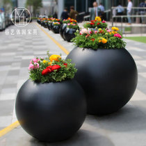 FRP round flower bowl Street Park Meichen flower pot flat mouth oblique mouth flower cylinder Nordic mobile flower direct sales