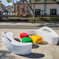 GRP backrest bench creative minimalist Dolphin Modelling Goose Pebble Bench Mall Beauty Chen Stool Leisure Benches