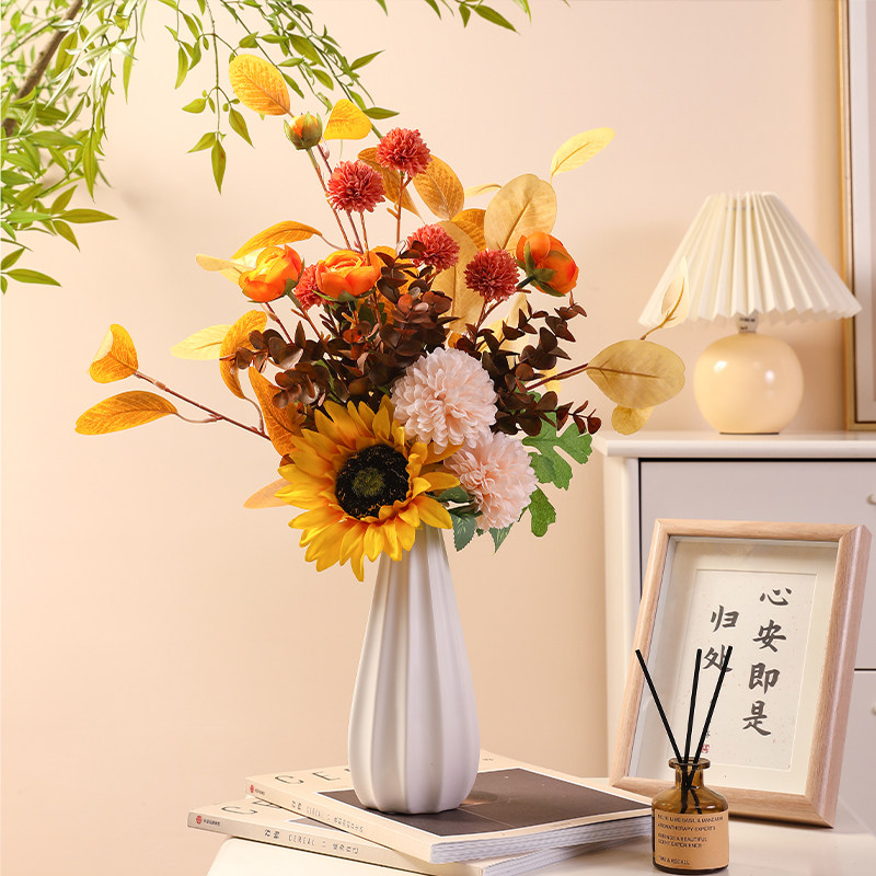 Simulation flower bouquet fake flower arrangement living room table flower arrangement flower home accessories coffee table decoration arrangement sunflower