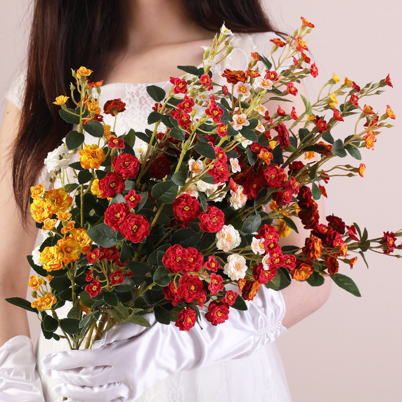 Simulation flower rose dry flower light luxury bouquet living room table decoration floral decoration diy flower arrangement ins fake flower decoration