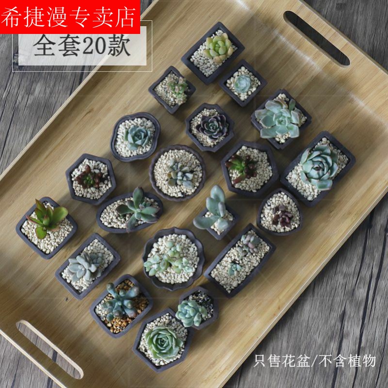 Yixing purple sand flowerpot flower pot in the micro fleshy thumb mini bonsai pot breathable potted package mail