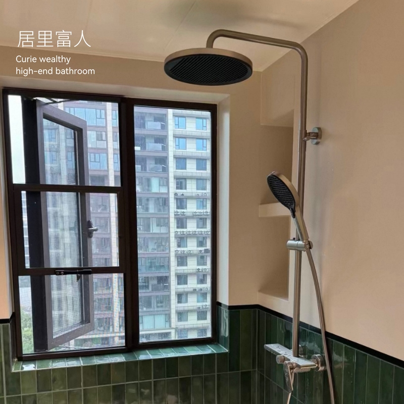 Nickel Brushed Shower Set 59A All-Copper with Storage Space, Main Body with Track Valve Core, Bathroom Rain Shower Q1