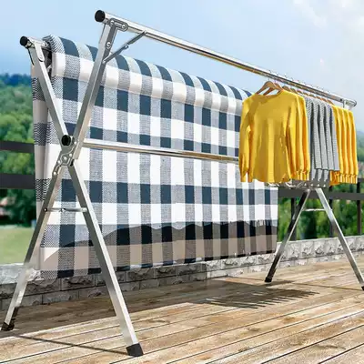 Drying rack floor-to-ceiling folding indoor household balcony outdoor stainless steel bedroom cool telescopic rod drying quilt artifact