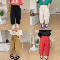 Childrens anti-mosquito pants Summer 100 lap cotton linen 90% Pants Slim baby Japanese Loose Pure Kharen Pants Casual Pants