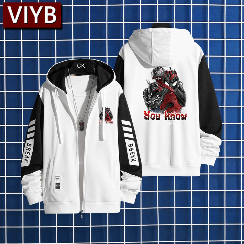 Anime Superhero Co-Branded Spider-Man Jacket, Hooded Sweatshirt, Long-Sleeved Cardigan, Autumn and Winter Style Anime Superhero Co-Branded Spider-Man Jacket, Hooded Sweatshirt, Long-Sleeved Cardigan, Autumn and Winter Style