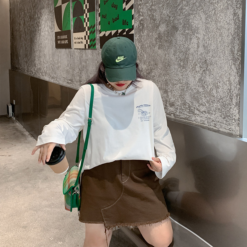 Don't eat Kaka, the turning point of summer and autumn, early autumn cartoon printing bottoming top casual loose long-sleeved T-shirt female