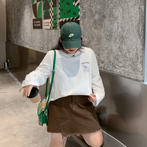 Kaka Dont eat the turn of summer and autumn cartoon printed hit bottom blouses for casual loose long sleeves T-shirt woman