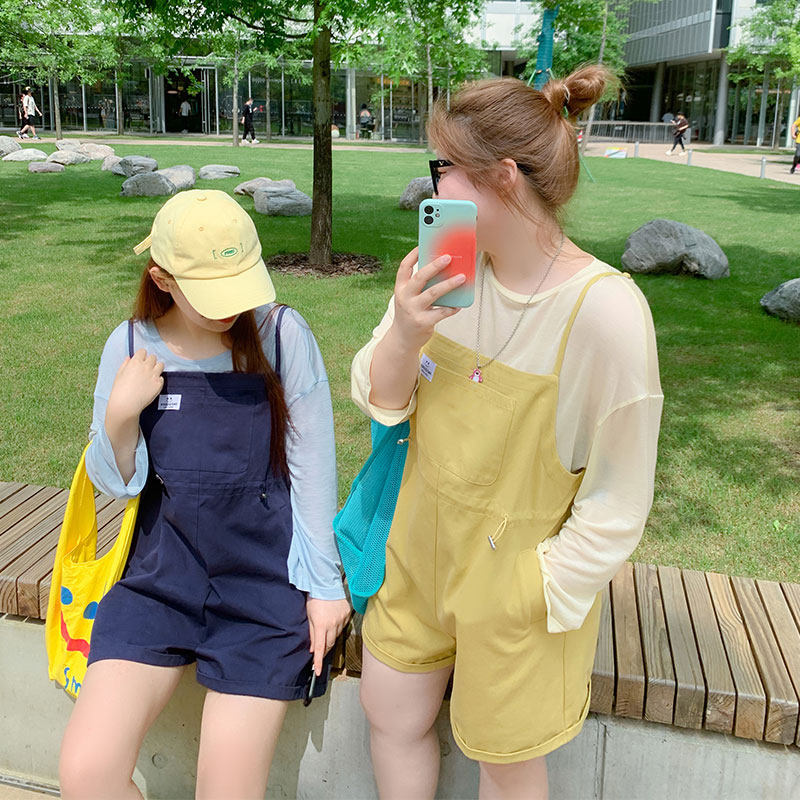 Don't eat Kaka, the summer when the sun never sets, light and long-sleeved sunscreen shirt, women's large pocket overalls, two-piece set