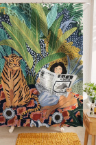 Tiger Girl Bath Curtain Waterproof Toilet Curtain Partition Curtain Wall Free Nordic Hanging Curtain Cloths table curtain