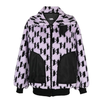 Final Sale]Karl Lagerfeld Womens Classic Logo Faux Fur One-piece Jacket FARFET
