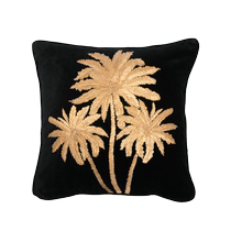 Les-Ottomans Unisex Embroidered Palms Velvet Embroidered Pillow (45cm
