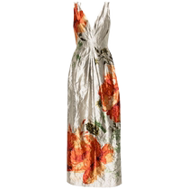 Erdem Womens V-Neck Floral Print Satin Dress FARFETCH