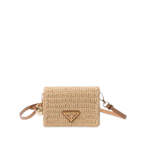 Prada Prada womens triangle logo raffia card holder FARFETCH