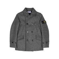 Stone Island childrens clothing label virgin wool blend double-breasted jacket FARFETCH