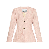 Ganni Womens Textured Seersucker Jacket FARFETCH