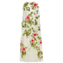 Oscar De La Renta Womens Hibiscus Tulle Kaftan Dress