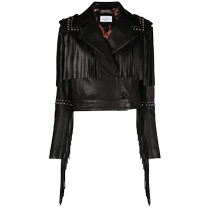 Final Sale] Philipp Plein Womens Fringe Short Leather Jacket FARFETCH Hair