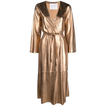 Forte Forte Womens Metallic Leather Wrap Midi Dress FARFETCH